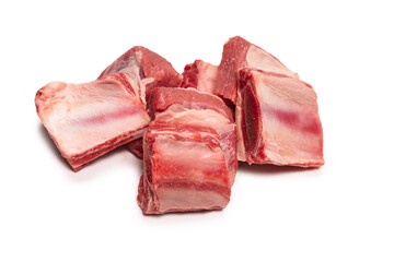 Raw beef ribs isolated on white background.