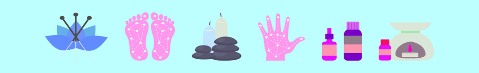 set of medicine cartoon icon design template with various models. vector illustration isolated on blue background