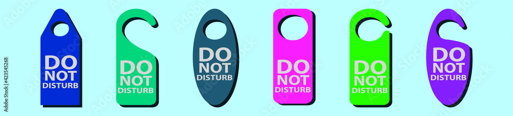 Wall mural set of do not disturb cartoon design template with various models. vector illustration isolated on b