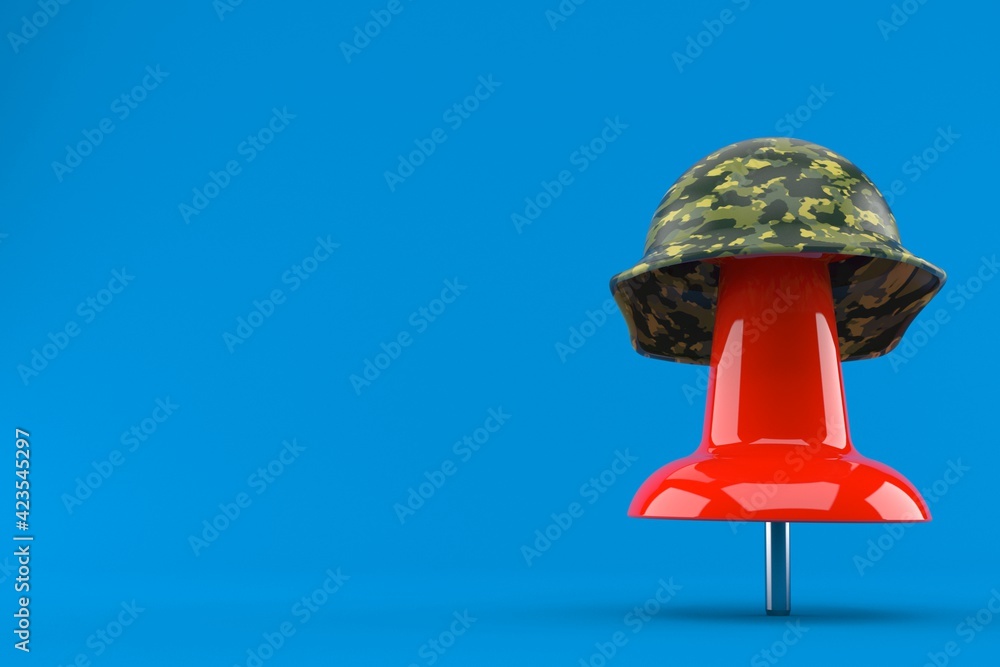 Canvas Prints thumbtack with military helmet