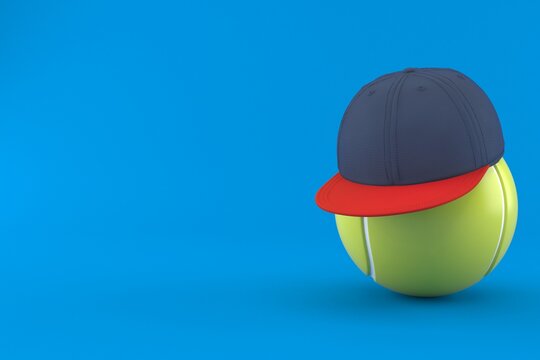 Tennis ball with baseball cap