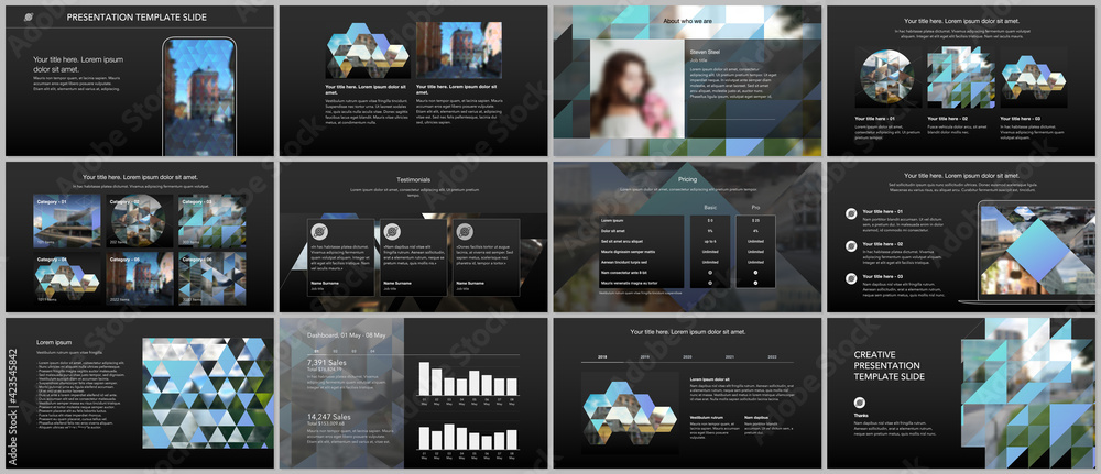 Wall mural vector templates for website design, presentations, portfolio. templates with triangles, triangular 