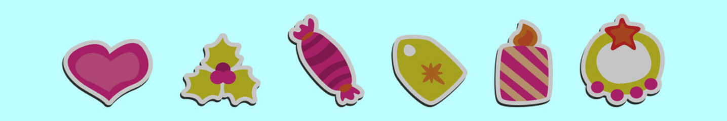 set of christmas cartoon icon design template with various models. vector illustration isolated on blue background