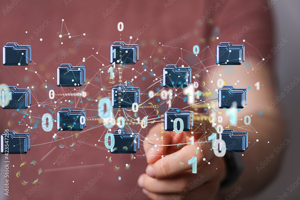 Poster artificial intelligence cloud technology. integrated digital web concept background