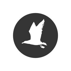 Icon of flying seagull silhouette vector in flat