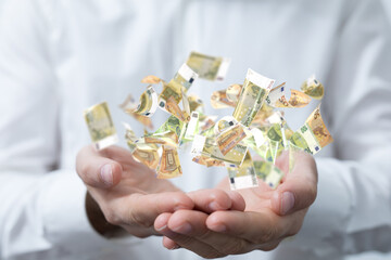 cashflow euro banknote bill in hand
