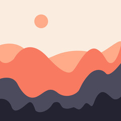 Abstract illustration of nature in blue and orange colors.