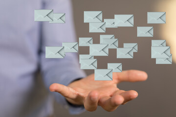  email icon concept in hand background