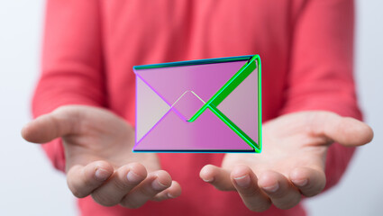  email icon concept in hand background