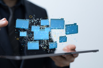 Artificial Intelligence Cloud technology. Integrated digital web concept background