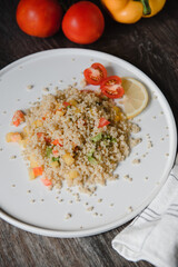 kenoa and vegetable salad for healthy eating top view