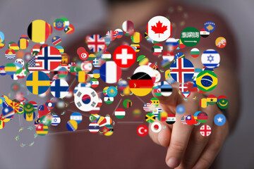 World map with all states and their flags,3d render.