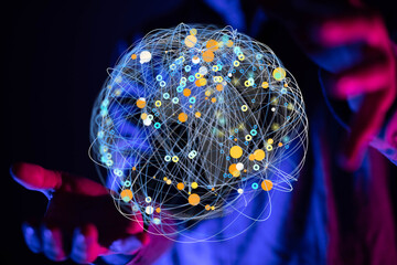 Abstract network of physical devices on the Internet using a network connection with statistics...