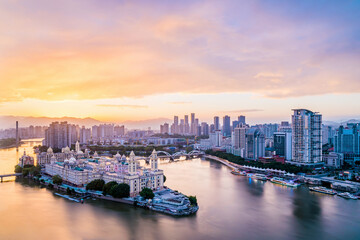 Obraz premium Sunset at Zhongzhou Island, Fuzhou, Fujian, China