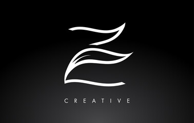Z Letter Logo with Monogram Leaf Concept in Black and White Colors