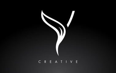 Y Letter Logo with Monogram Leaf Concept in Black and White Colors