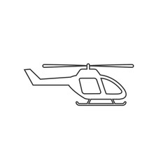 Black helicopter vector line icon on white background