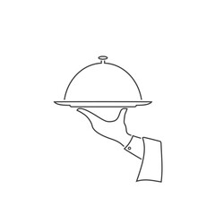 Covered plate line icon. Vector illustration in flat