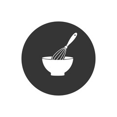 Mixing Bowl vector white icon in flat