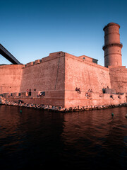 Sunset over the harbour  in Marseille
