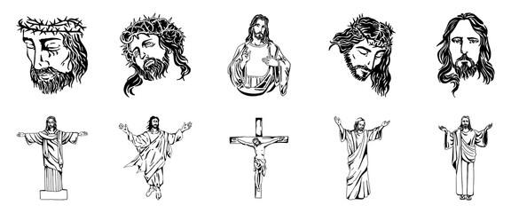 Vector illustration of Jesus Christ, God and bible - obrazy, fototapety, plakaty