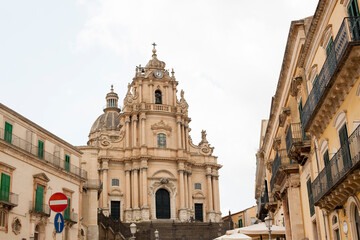 Fototapeta na wymiar Beautiful cathedral in Ragusa Ibla, Sicily in Italy