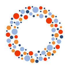 Pattern in the form of a frame made of colored circles. Background with place for text for your design. Vector