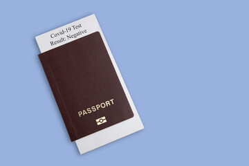 Passport with the result of the analysis for the virus. Immunity passport.