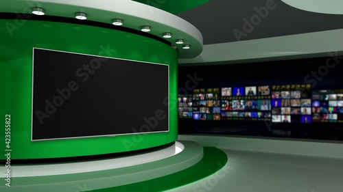 Tv Studio Green Studio Green Background News Studio The Perfect Backdrop For Any Green Screen Or Chroma Key Video Or Photo Production 3d Render 3d Canvas Print Vachom