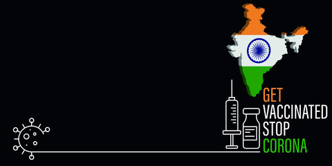 vaccination time, healthcare concept background, banner. Coronavirus Concept With India Flag.