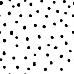 Seamless pattern with variety abstract shapes, dots, splat. Background drawn with ink and marker in hand drawn style. Illustrations with natural texture in the Scandinavian style. Vector