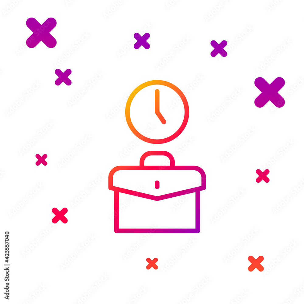 Poster color line work time icon isolated on white background. office worker. working hours. business brief
