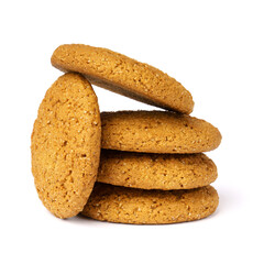 Oatmeal cookies isolated on white background. close-up