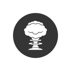 Vector silhouette white icon of nuclear explosion