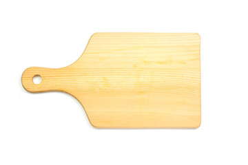 Cutting board made of wood isolated on white background.