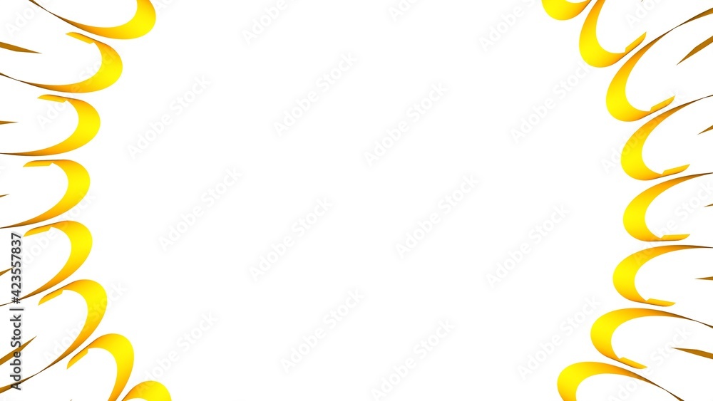 Poster yellow circular pattern from ribbons on a white background. graphic design. 3d rendering image.