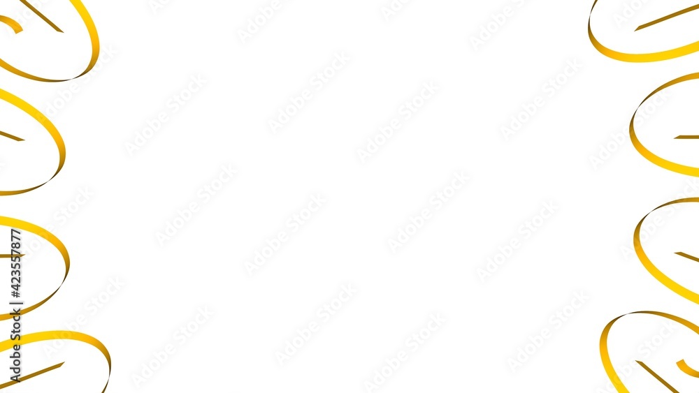 Poster yellow circular pattern from ribbons on a white background. graphic design. 3d rendering image.