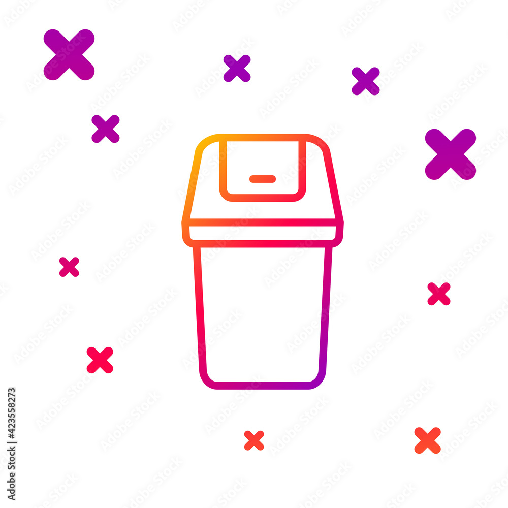 Poster color line trash can icon isolated on white background. garbage bin sign. recycle basket icon. offic