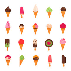 Ice cream set, simple style, vector illustration isolated on white background