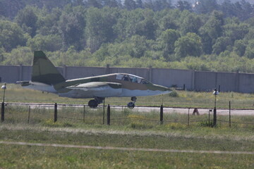 Takeoff of an assault fighter bomber