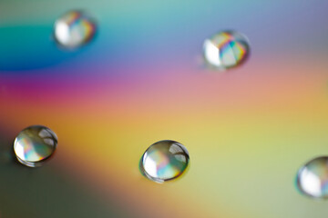 Water drops on a beautiful colored background