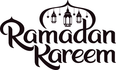 Ramadan Kareem in English letters. with arabic lantern and stars. for greeting card