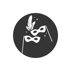 Carnival masks white icon. Black anonymous mask vector icon