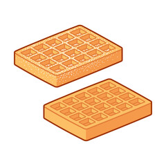 Cartoon Belgian waffles drawing