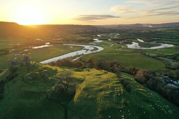 Dryslwyn Castle at Sunset with a Mavic 2 Pro - Drone Photography