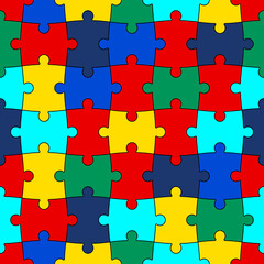 Colorful jigsaw puzzle pieces seamless pattern - 423563448