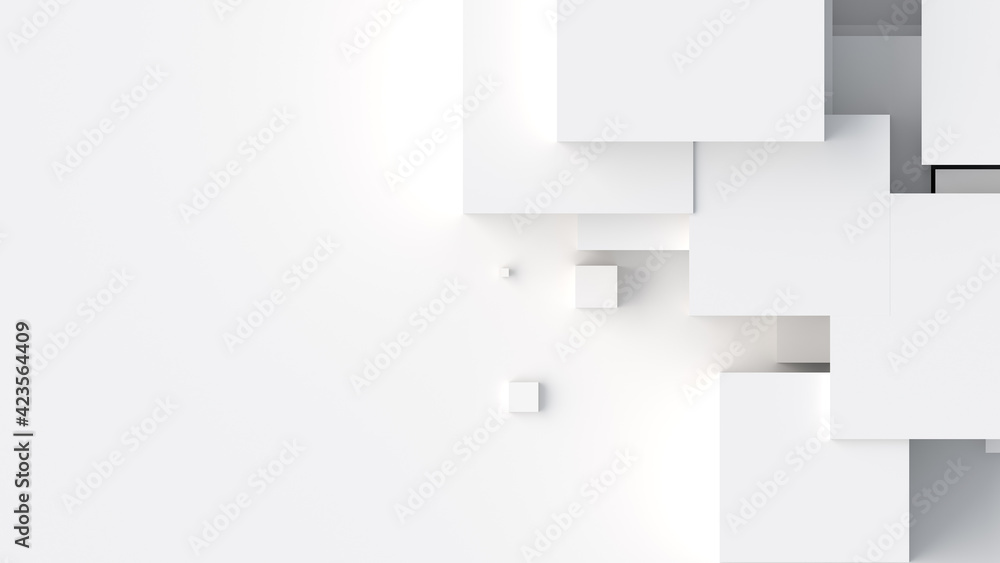 Poster cubes with random size composition with soft shadows. with place for text. abstract 3d render illust