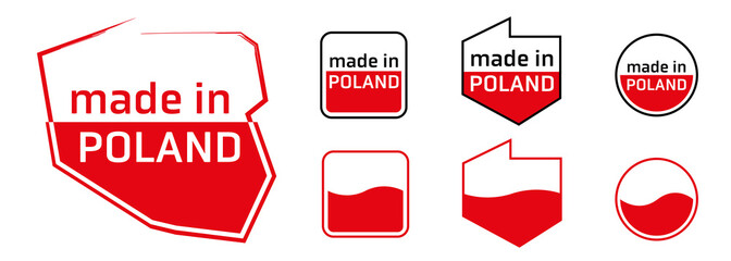 mapa Polski flaga wyprodukowano w polsce PRODUKT POLSKI made in poland znak ikona symbol na opakowania - obrazy, fototapety, plakaty