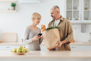 Products for making homemade dinner for family, shopping and order delivery during COVID-19 pandemic