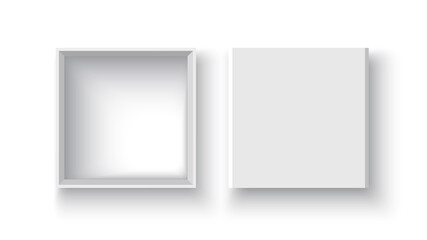 White open box and cover. Package. Vector illustration.